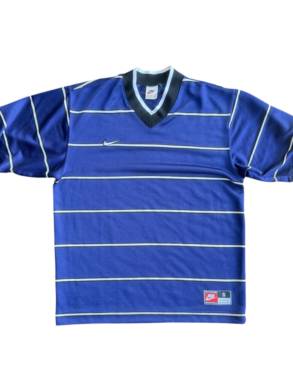 VTG ‘90s Nike Blue Striped Soccer Jersey V-Neck Size: S